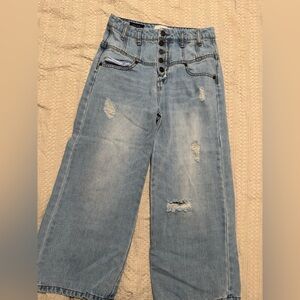 Habitual High-Rise Wide Leg Crop Distressed Jeans | Size 14